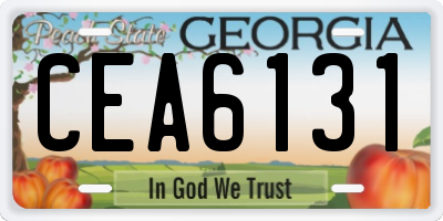 GA license plate CEA6131