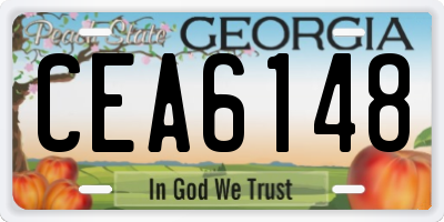 GA license plate CEA6148