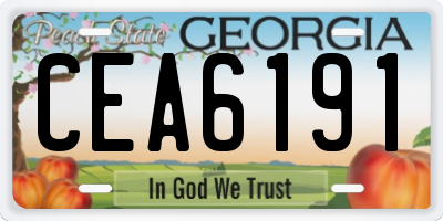 GA license plate CEA6191