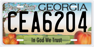 GA license plate CEA6204