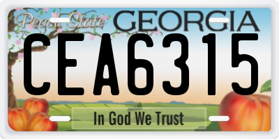 GA license plate CEA6315