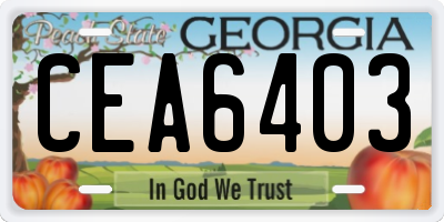 GA license plate CEA6403