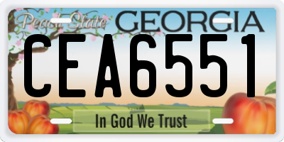 GA license plate CEA6551