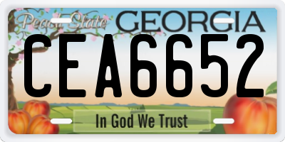 GA license plate CEA6652