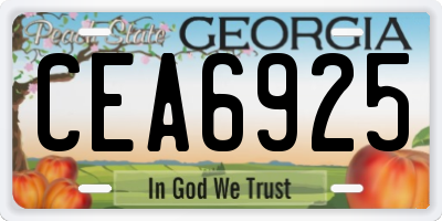 GA license plate CEA6925