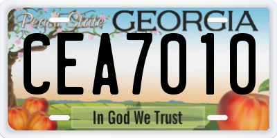 GA license plate CEA7010