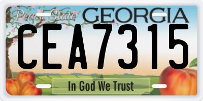 GA license plate CEA7315