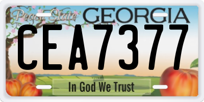 GA license plate CEA7377