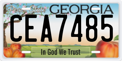 GA license plate CEA7485