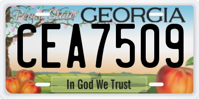 GA license plate CEA7509
