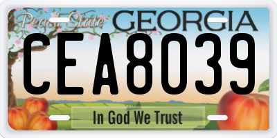 GA license plate CEA8039