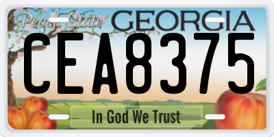 GA license plate CEA8375