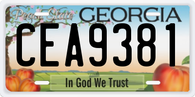 GA license plate CEA9381