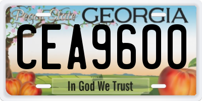 GA license plate CEA9600