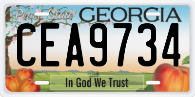 GA license plate CEA9734