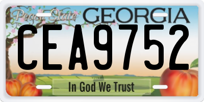 GA license plate CEA9752