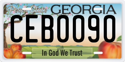 GA license plate CEB0090