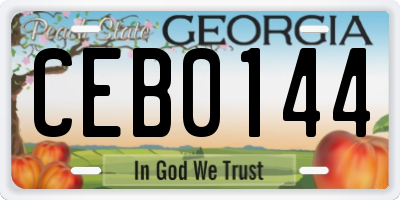 GA license plate CEB0144