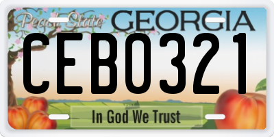GA license plate CEB0321