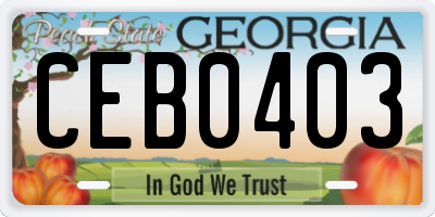 GA license plate CEB0403