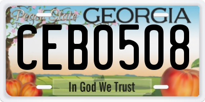GA license plate CEB0508