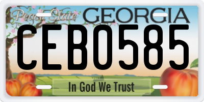 GA license plate CEB0585