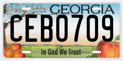 GA license plate CEB0709