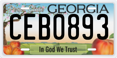 GA license plate CEB0893