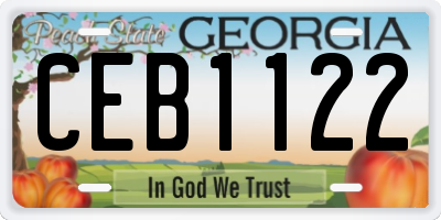 GA license plate CEB1122