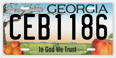 GA license plate CEB1186