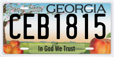 GA license plate CEB1815