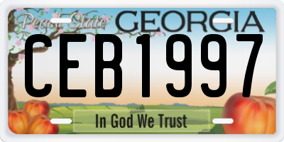 GA license plate CEB1997