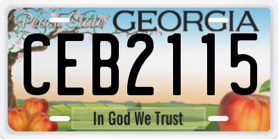GA license plate CEB2115