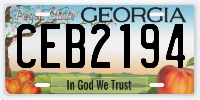 GA license plate CEB2194