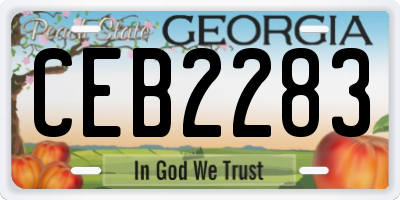 GA license plate CEB2283