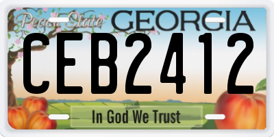 GA license plate CEB2412