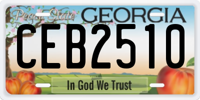 GA license plate CEB2510