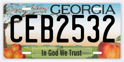 GA license plate CEB2532