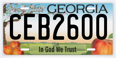 GA license plate CEB2600