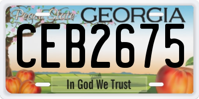 GA license plate CEB2675