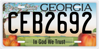 GA license plate CEB2692
