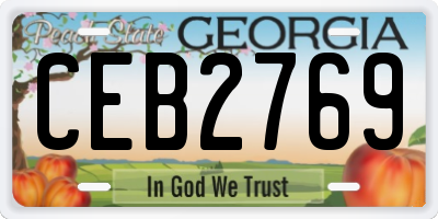 GA license plate CEB2769