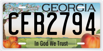 GA license plate CEB2794