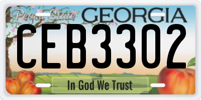 GA license plate CEB3302