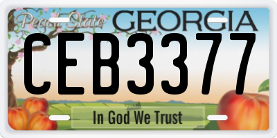 GA license plate CEB3377
