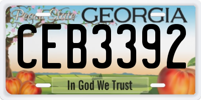 GA license plate CEB3392