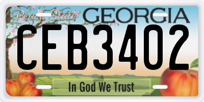 GA license plate CEB3402