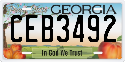 GA license plate CEB3492