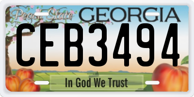 GA license plate CEB3494