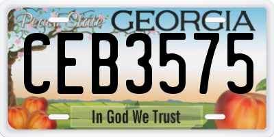 GA license plate CEB3575